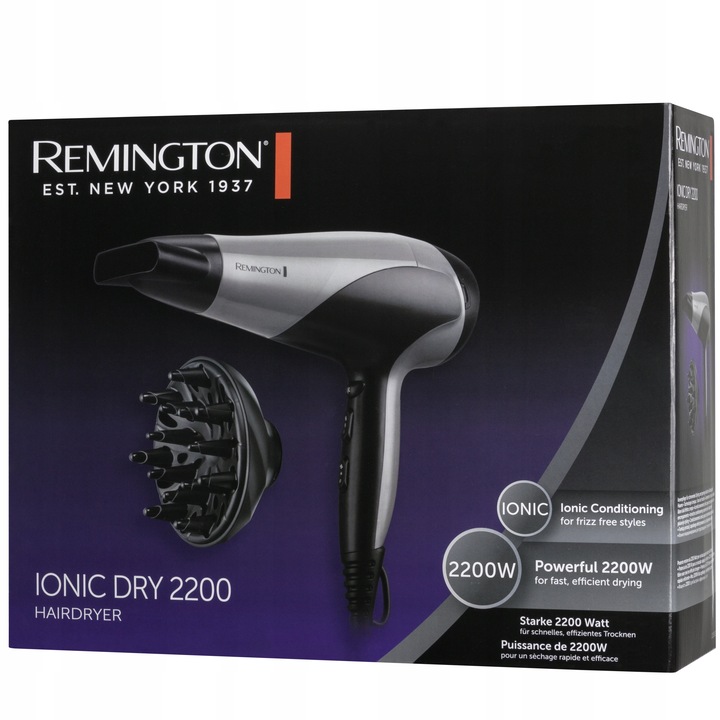 SUSZARKA DO WŁOSÓW REMINGTON 2200W MOCNA Z JONIZACJĄ + WOREK NA