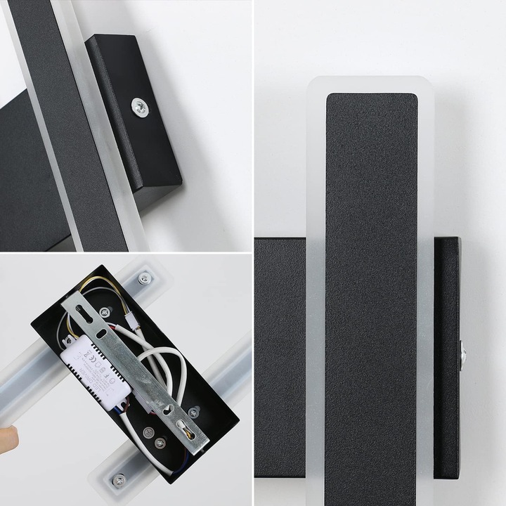 LAMPA SCIENNA KINKIET LED CZARNA NOWOCZESNA KORYTARZ DO SALONU 3000K