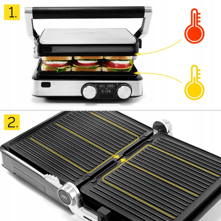 Grill elektryczny Kontaktowy Yoer 2000W +Programator czasu i Temperatury