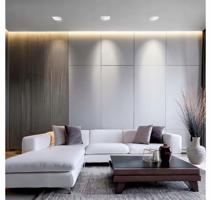 6x oprawa halogenowa SZKLANA kwadrat + LED GU10 5W