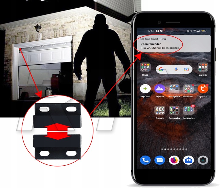 RTX Moduł STEROWNIK BRAMY GARAŻOWEJ ZIGBEE TUYA SMART + CZUJNIK
