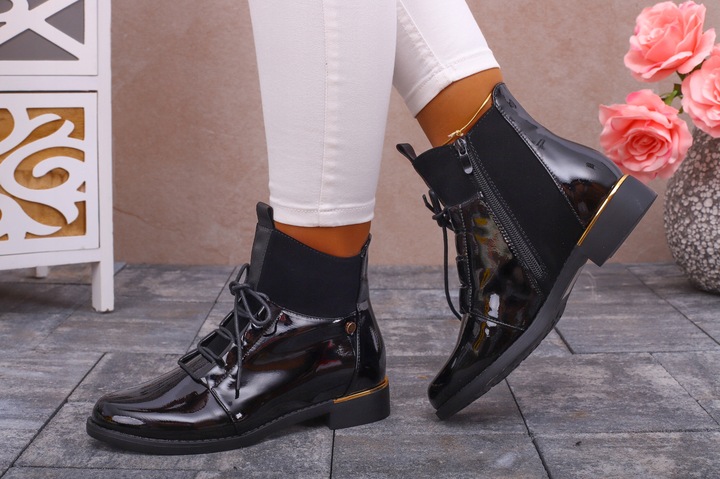 BOTKI DAMSKIE GLANY BUTY OCIEPLANE NA SUWAK