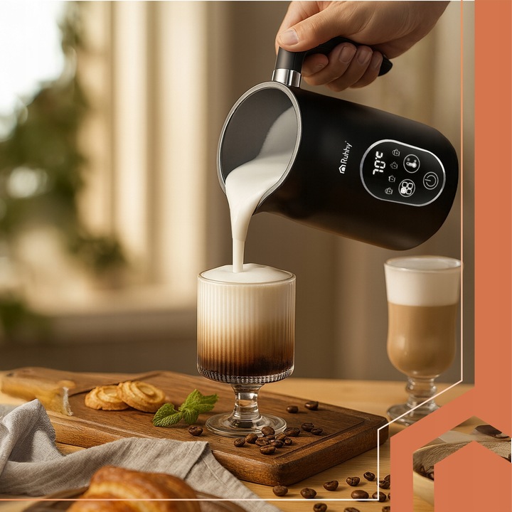 Spieniacz do Mleka Kawy Elektryczny Ruhhy 500W 4w1 Wyświetlacz LED BPA