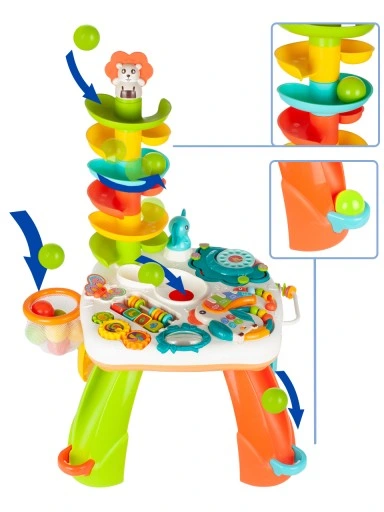 STOLIK INTERAKTYWNY EDUKACYJNY ZJEŻDŻALNIA PIŁEK PIŁECZKI PIANINKO PAPUGA