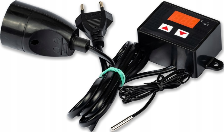 TERMOSTAT ELEKTRONICZNY REGULATOR TEMPERATURY Z GNIAZDKIEM I WTYCZKĄ 230V