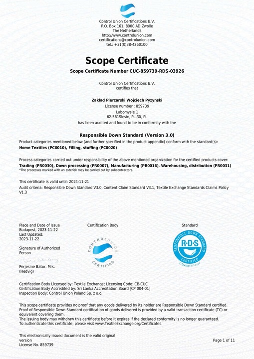 Poduszka 70x80 PUCH i PIERZE 2 kg 100% BAWEŁNA