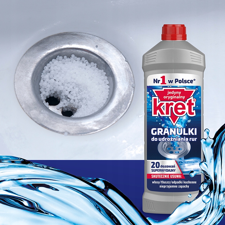 KRET Granulki do Udrożniania Rur Syfonów 3x800g