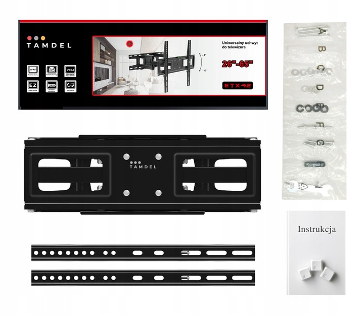 UCHWYT DO TELEWIZORA 26-65 CALI SOLIDNY OBROTOWY REGULOWANY EXTRA