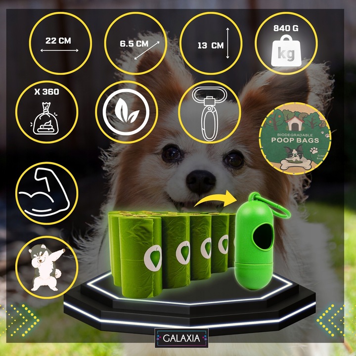 WORECZKI Na Psie Odchody BIODEGRADOWALNE Worki na Kupy BIO + ETUI 360 sztuk