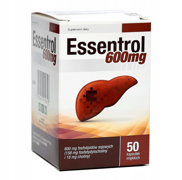 Essentrol 600 mg 50 kapsułek MBM Fosfolipidy Wątroba
