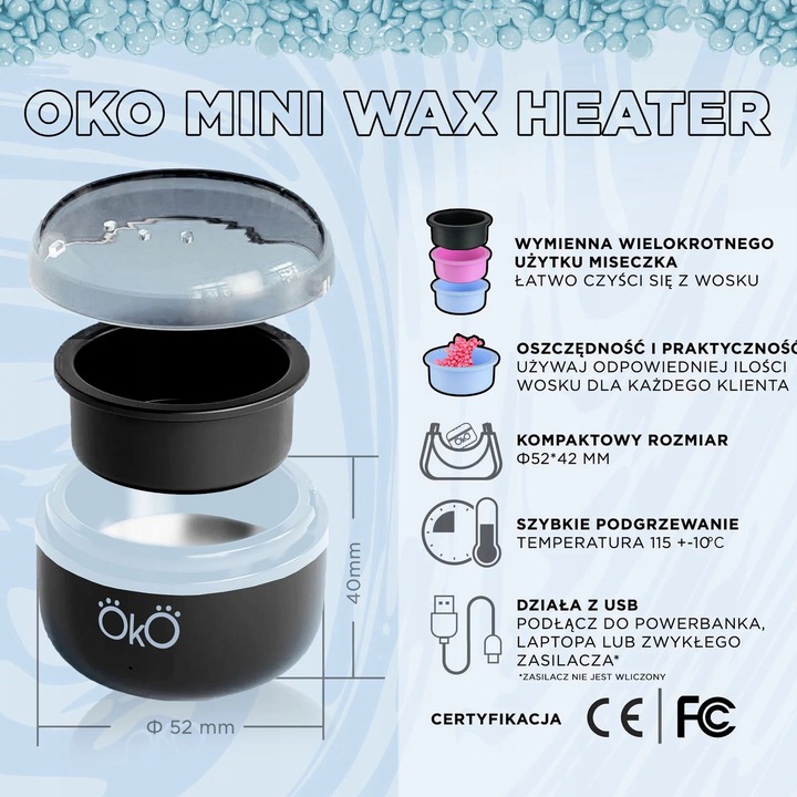 Podgrzewacz wosku w puszce OKO Mini Wax Heater, czarny