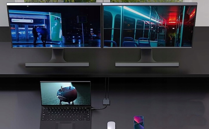 ADAPTER HUB USB C HDMI USB PD PRZEJŚCIÓWKA ROZDZIELA 1 ZŁĄCZE -> 2 MONITORY