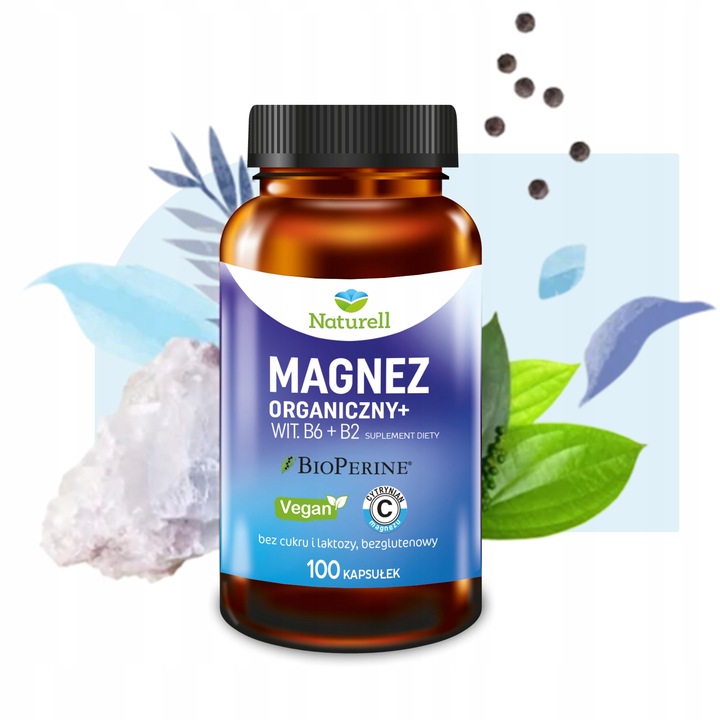 Naturell Magnez Organiczny Witamina B6 B2 100 kapsułek