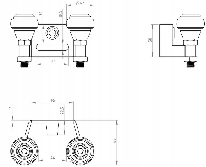 mocowanie górne uchwyt górny bram do profilu 40mm guma RAL 7016