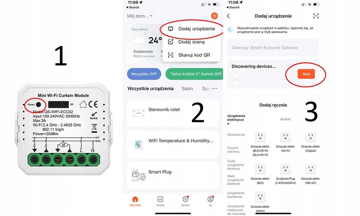Sterownik rolet TUYA WIFI dopuszkowy procentowy V3