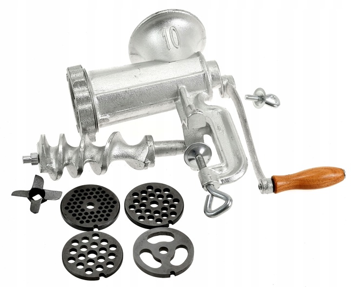 RĘCZNA MASZYNKA do MIELENIA Mięsa Żeliwna nr. 10 Nadziewarka 4 Sita 3