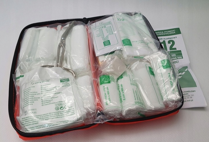 APTECZKA SAMOCHODOWA 41 elementów CAŁA EUROPA norma DIN13164:2022 +ustnik