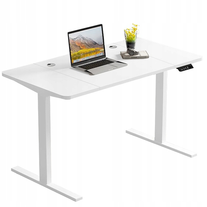Biurko Elektryczne Podnoszone Białe 140 cm Regulowane NOWOCZESNE