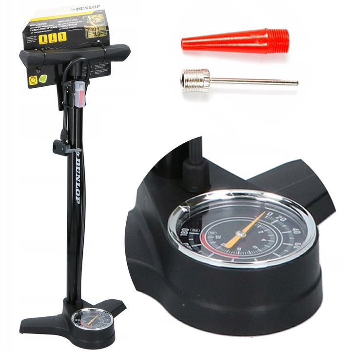 DUNLOP Pompka rowerowa samochodowa manometr 12bar