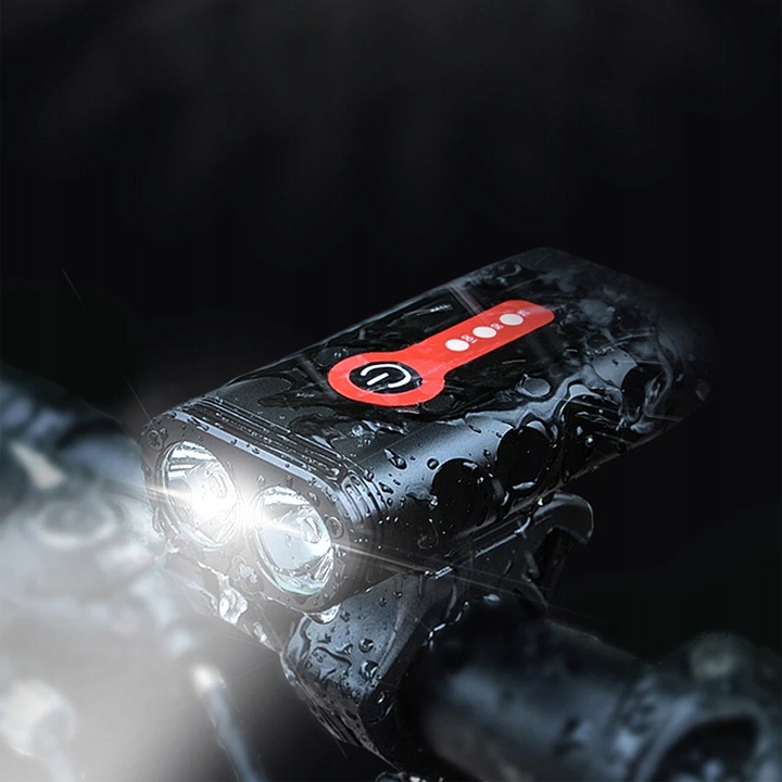 LAMPKA ROWEROWA LED PRZÓD 1800 LUMENÓW MOCNA + TYŁ