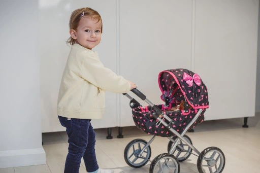 KINDERPLAY WÓZEK DLA LALEK GŁĘBOKI GONDOLA SKŁADANY DASZEK