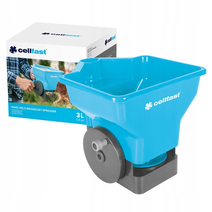 Siewnik Ręczny 3 l Do Trawy Nawozu Soli Ogrodowy Z Regulacją i Korbką