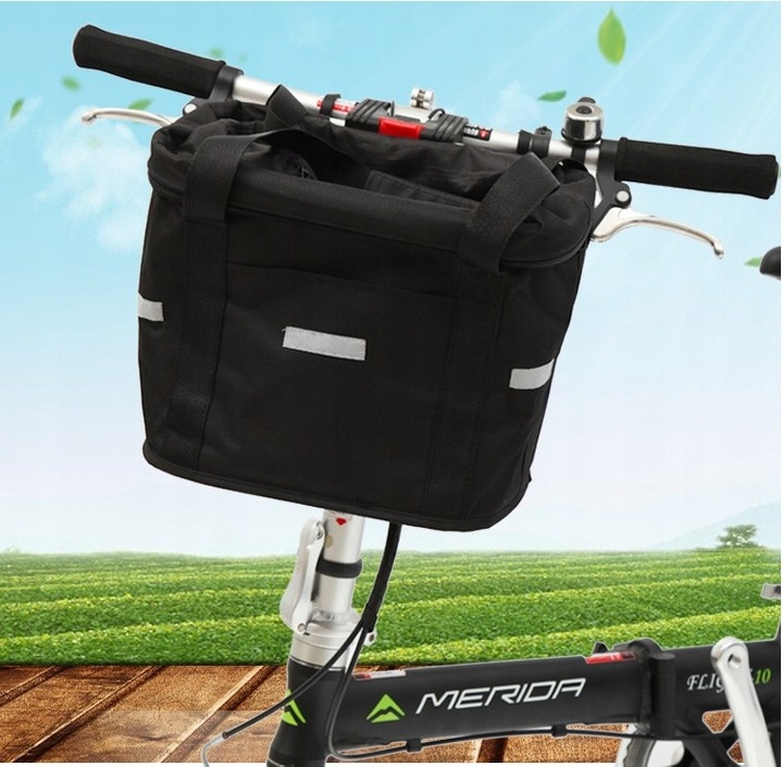 KOSZYK NA KIEROWNICĘ DO ROWERU ROWEROWY PIKNIK TORBA CZARNA 10L + UCHWYT