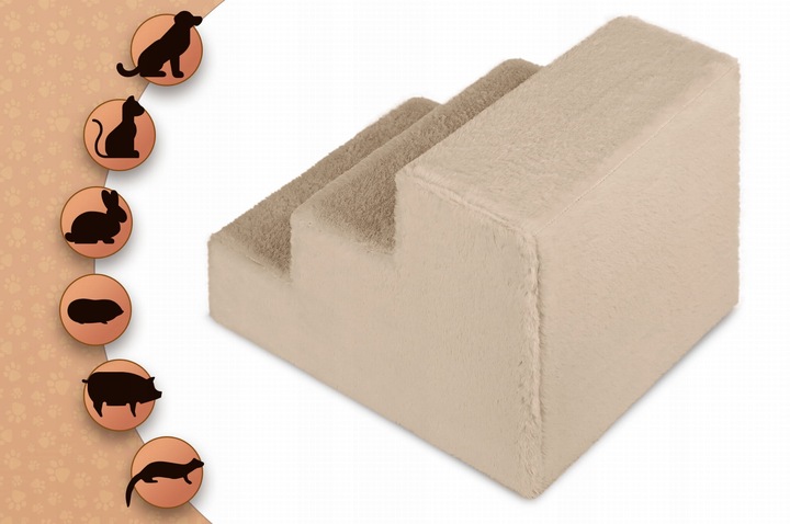 Schodki dla psa 3-stopnie tapicerowane piaskowe podest dla psa do kanapy