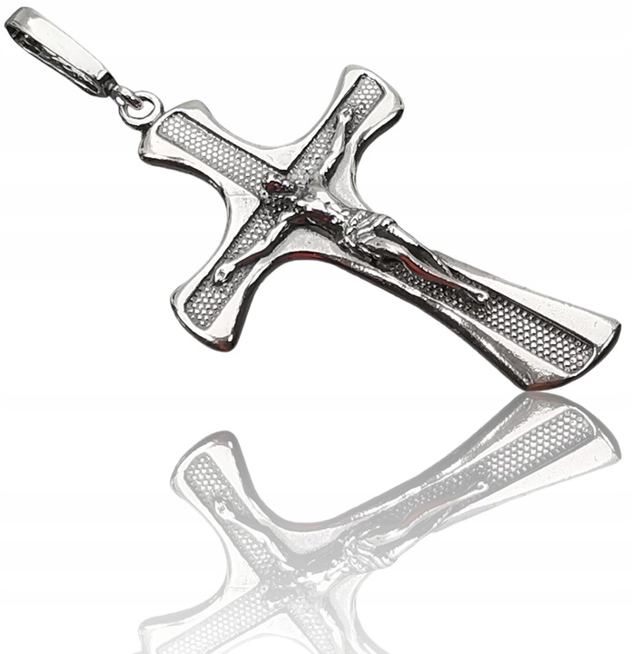 SREBRNY DUŻY KRZYŻYK z JEZUSEM oksydowany - przelotka 1.5 cm