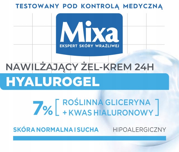 Mixa Hyalurogel Lekki Krem Intensywnie Nawilżający Do Twarzy 50 ml