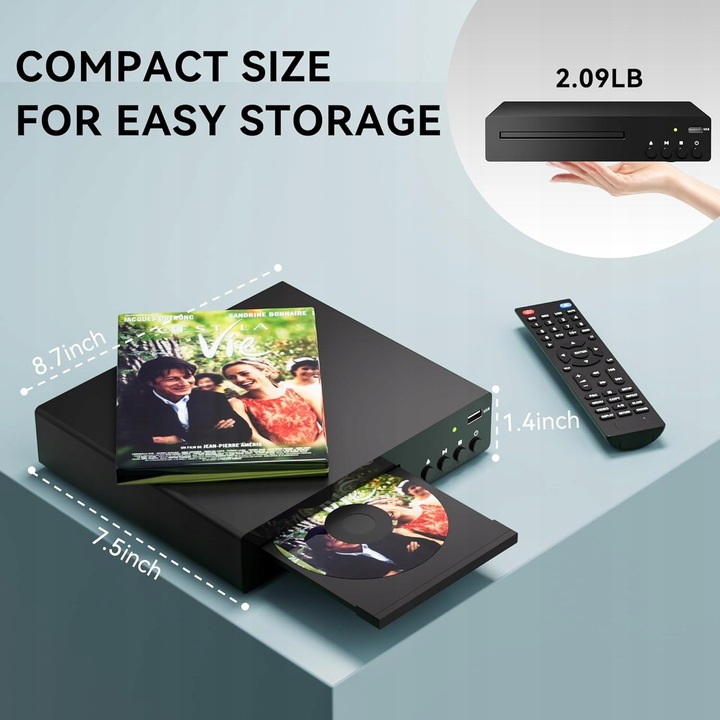 Odtwarzacz DVD i CD, HDMI 1080P dla wszystkich regionów obsługa PAL/NTSC