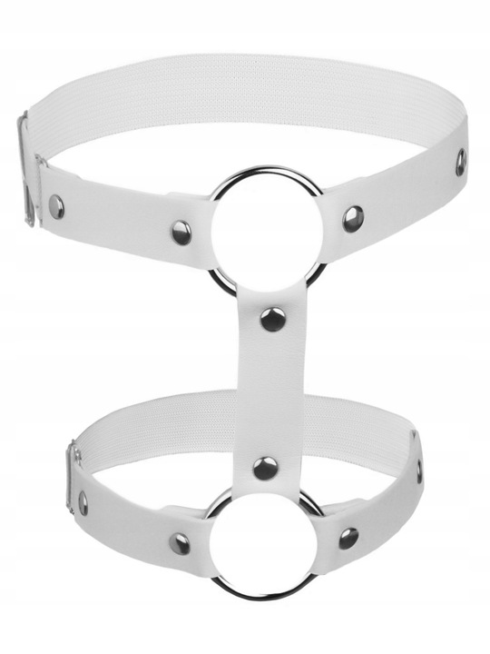 Podwiązka biała garter eko skóra gothic koło