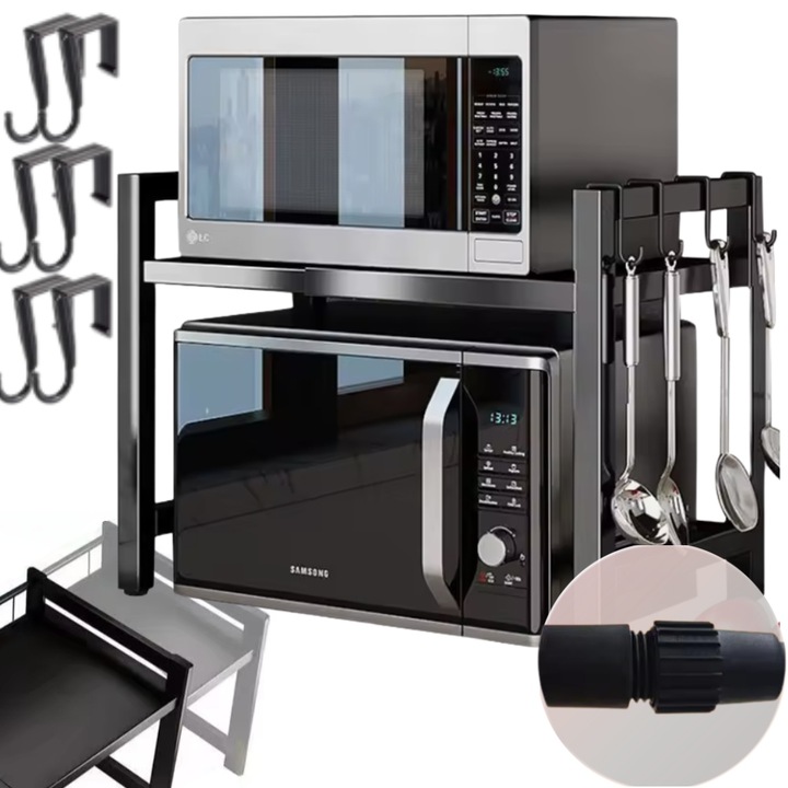 Stojak na mikrofalówkę półka rozsuwana regulacja teleskopowa organizer