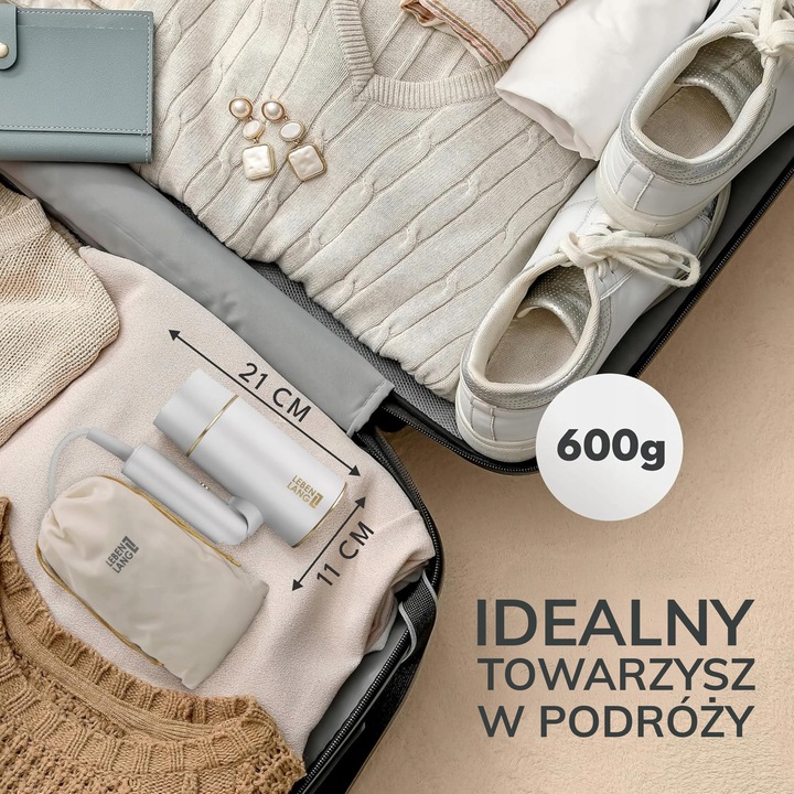 Suszarka do włosów mała LEBENLANG 2100W jonizacja składana zimny