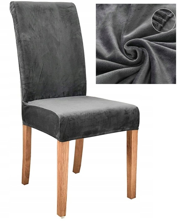POKROWIEC NA KRZESŁO WELUR UNIWERSALNY POKROWCE NA KRZESŁA WELUROWY GRAFIT
