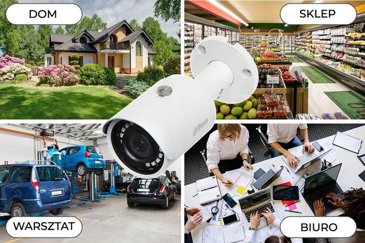 MOCNY Zestaw Monitoringu DOMU do rozbudowy 4 KAMERY IP DAHUA POE 4 MPx