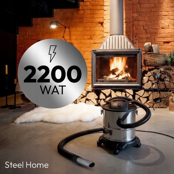 ODKURZACZ PRZEMYSŁOWY DO POPIOŁU PIECA KOMINKA 20L HEPA 2200W +