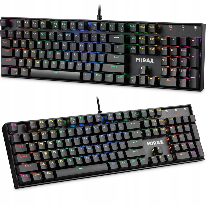 Klawiatura Mechaniczna Gamingowa Podświetlana RGB Pełnowymiarowa MIRAX GK-3
