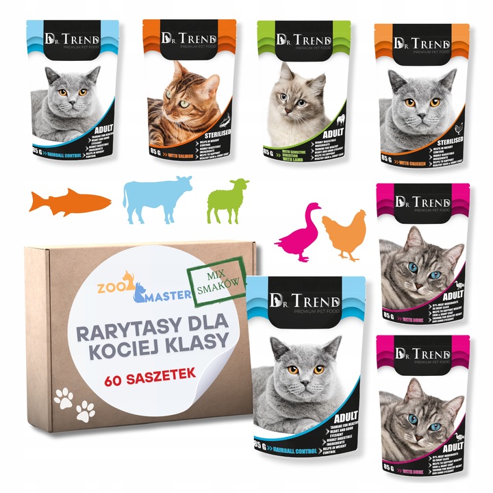 Karma mokra dla kota Saszetka Mix Smaków RARYTASY DLA KOCIEJ KLASY 60