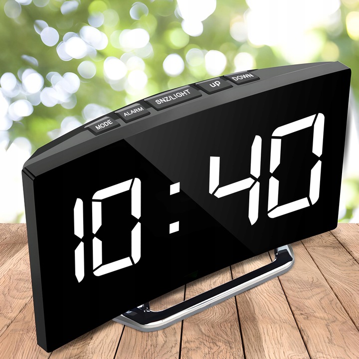 ZEGAR ELEKTRONICZNY BUDZIK LUSTRO STOJĄCY WYŚWIETLACZ LED TERMOMETR