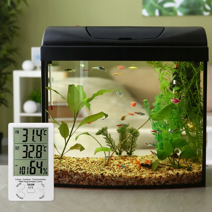 STACJA POGODOWA TERMOMETR ZEWNĘTRZNY HIGROMETR LCD ZEGAR Z SONDĄ