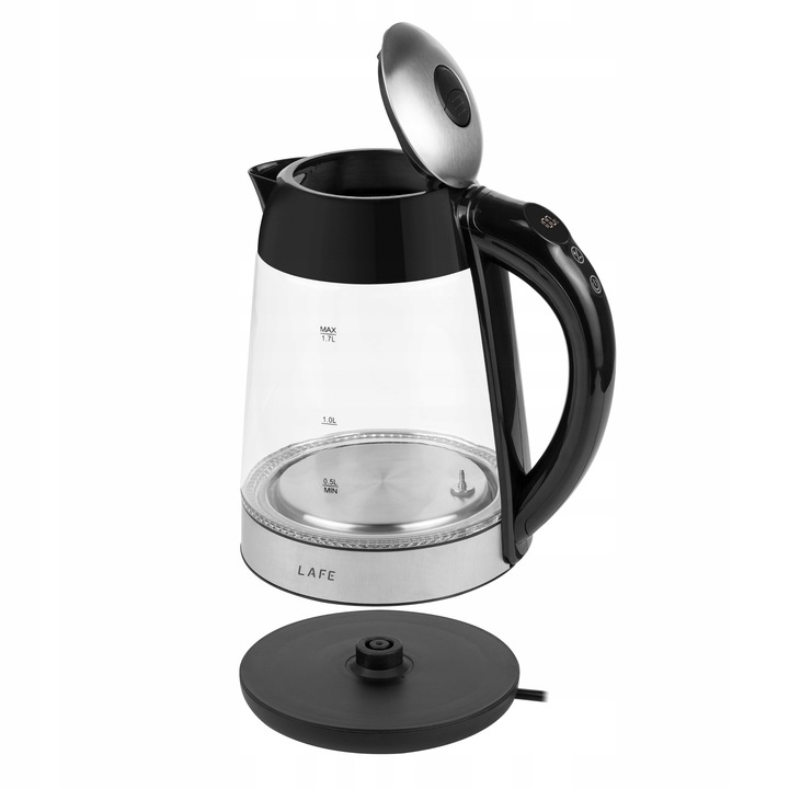 CZAJNIK ELEKTRYCZNY BEZPRZEWODOWY 1,7l 2200W SZKLANY LED REGULACJA