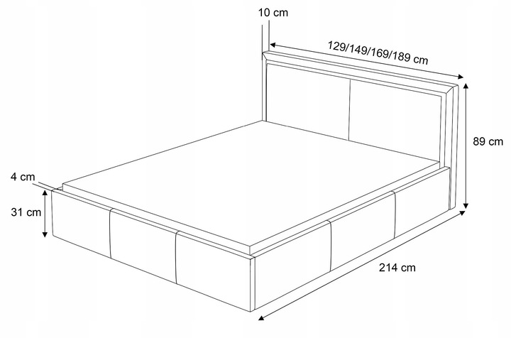 ŁOŻKO SOAVE II Z PODNOSZONYM STELAŻEM I POJEMNIKIEM NA POŚCIEL 140x200