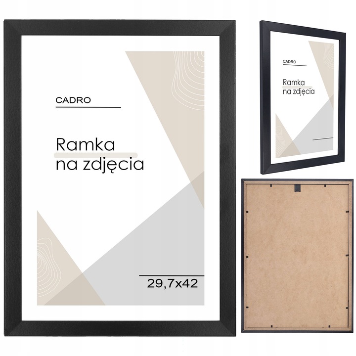Ramka A3 ramki na zdjęcia 29,7x42 cm czarna rama MDF na ścianę CADRO