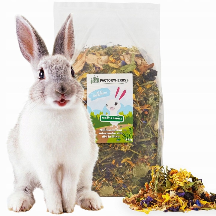NIE BYLE BADYLE DLA KRÓLIKA FACTORYHERBS 1KG + gratis babka lancetowata