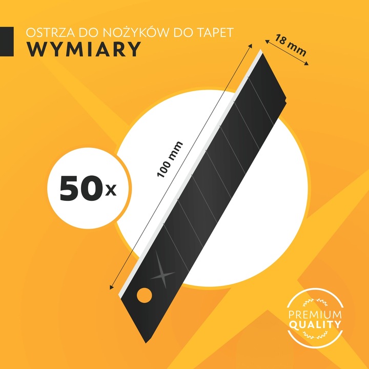 50 x Ostrza Segmentowe łamane do Nożyków Do Tapet 18mm ze Stali