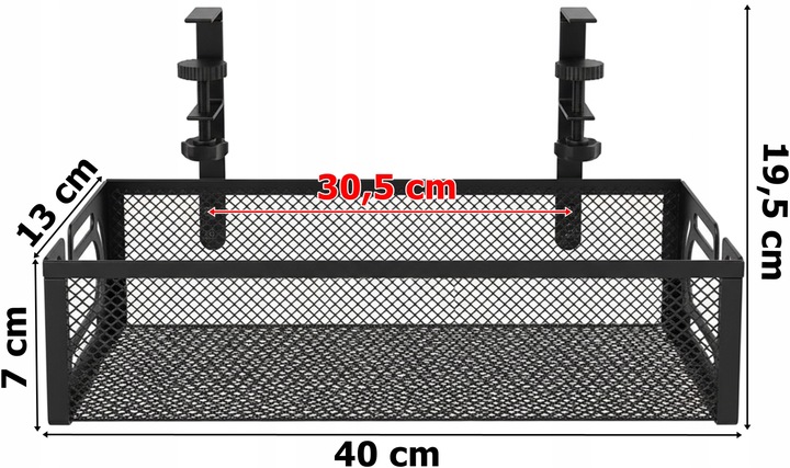 PÓŁKA NA KABLE POD BIURKO BLAT ORGANIZER MASKOWNICA DO KABLI UCHWYT 40