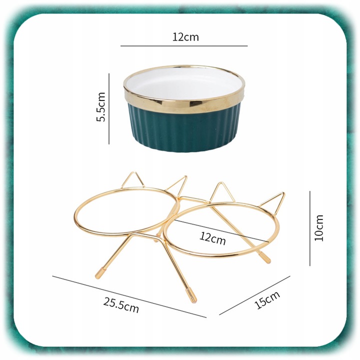 ZESTAW 2SZT MISKA DLA KOTA PSA PODWÓJNA CERAMICZNA NA STOJAKU Miski 2x300ml