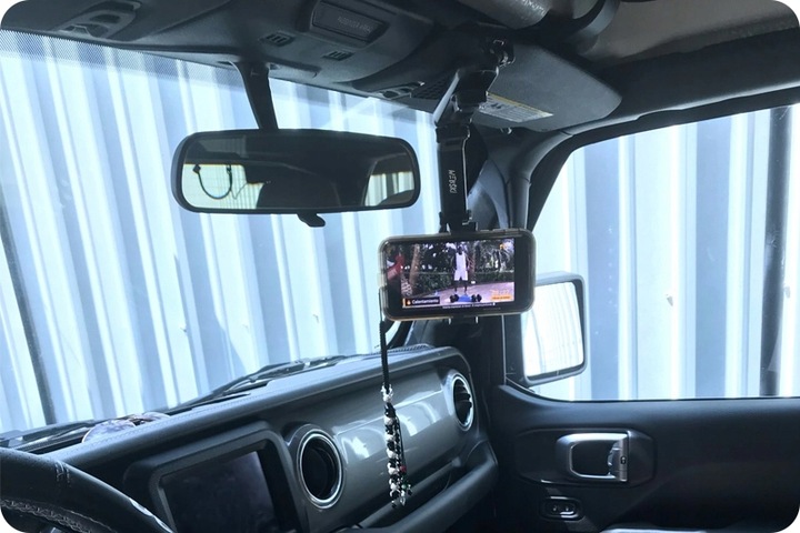 SAMOCHODOWY UCHWYT NA TELEFON NA OSŁONĘ PRZECIWSŁONECZNĄ DO AUTA REGULOWANY