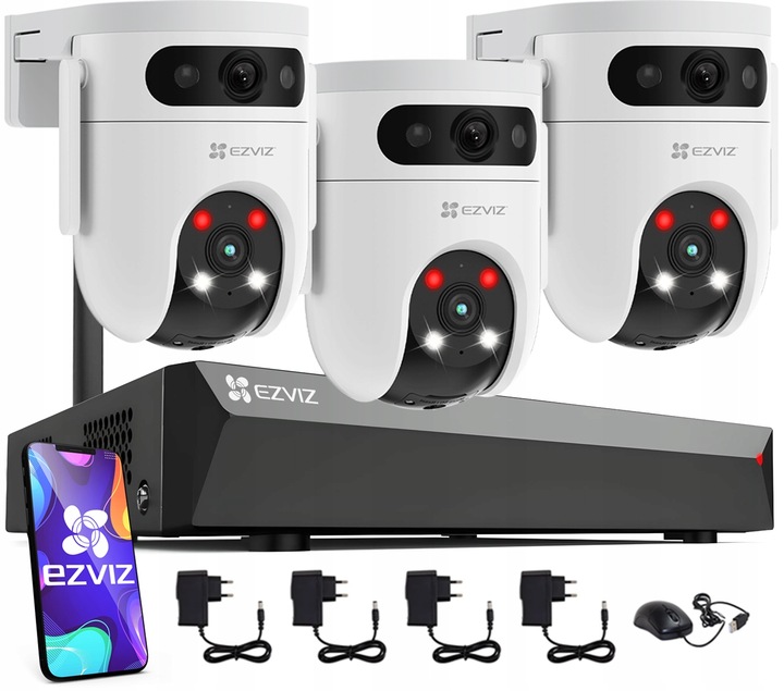 Zestaw Monitoringu WiFi EZVIZ 3 Kamery 10Mpx (5MP+5MP) Obrót 360° NVR 8CH